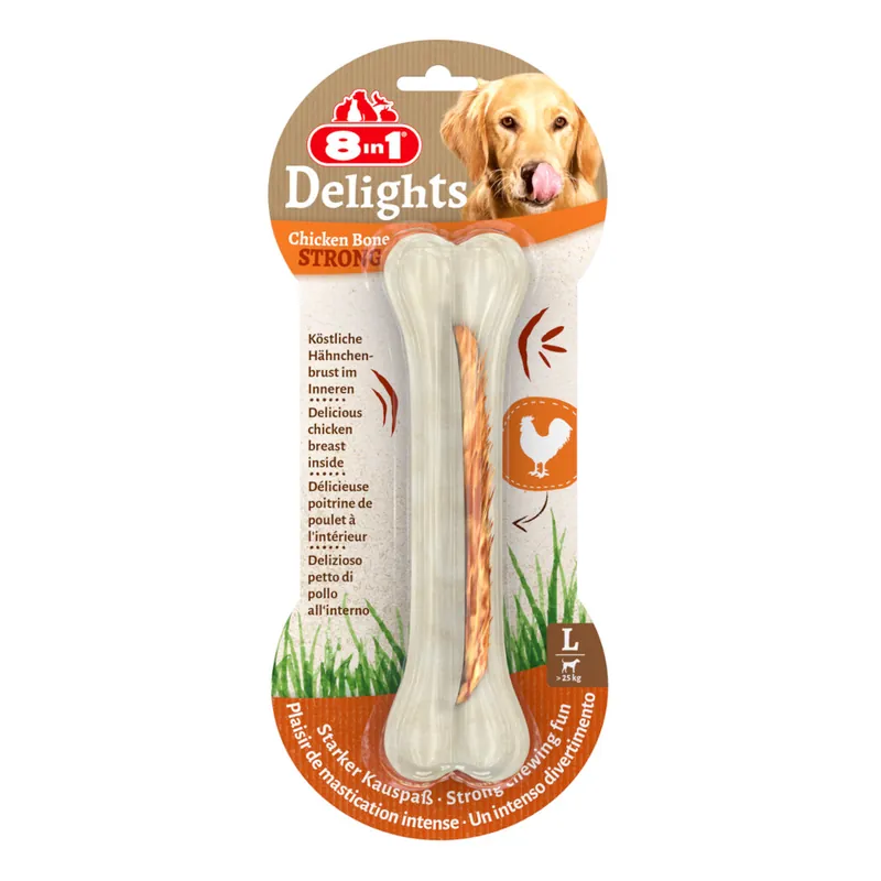 8in1 Delights Kauknochen Strong L (130 g) -Schnäppchen- Neu Im Sortiment